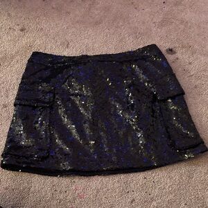 Black Sequin Mini Skirt